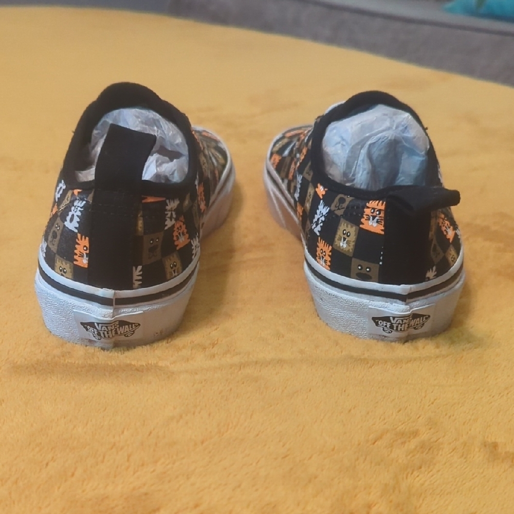 Vans Kids' Black and Orange Checkered Sneakers - Picture 4 of 8